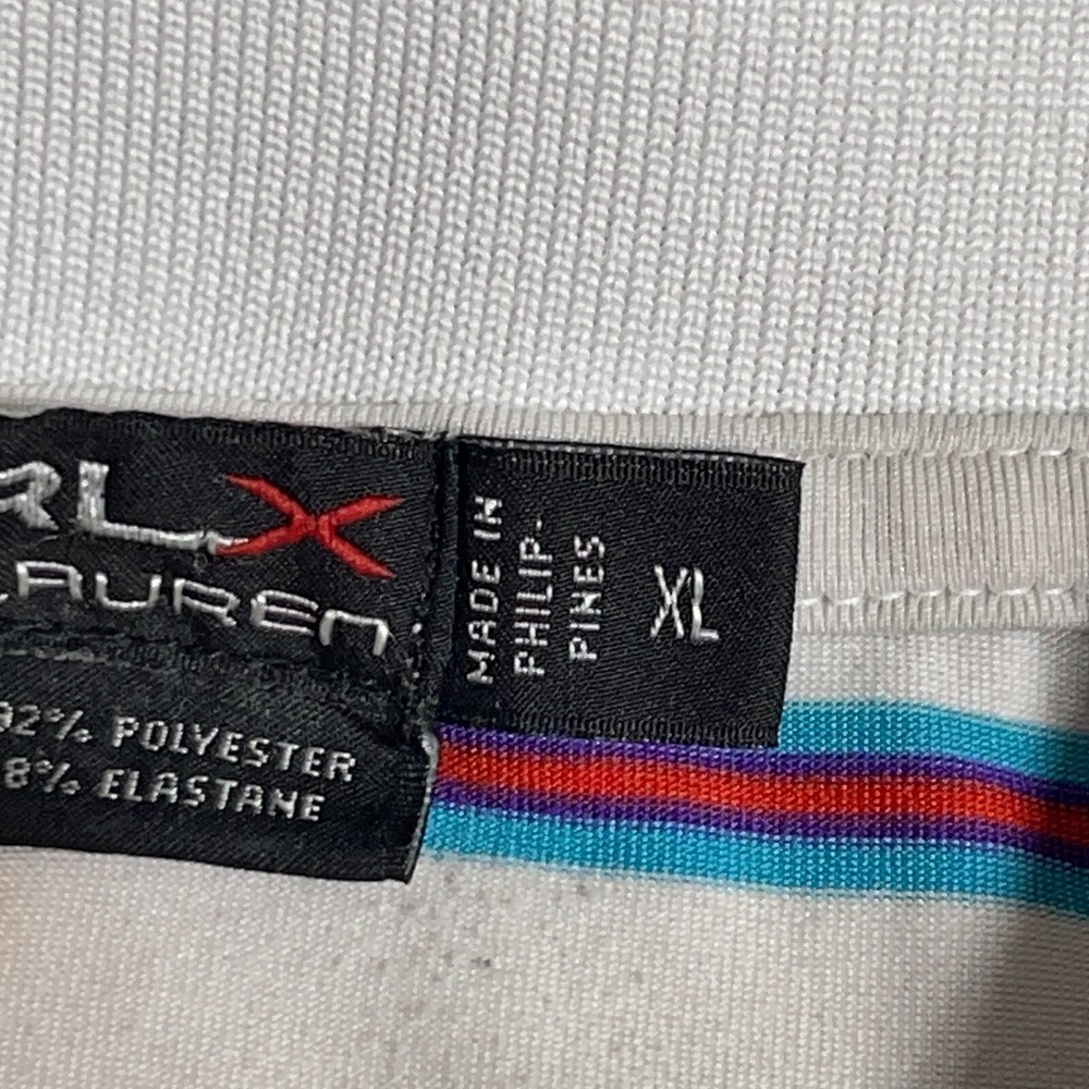 RLX Ralph Lauren Polo Men XL Athletic Fit White Striped Golf Performance Preppy - Picture 5 of 10